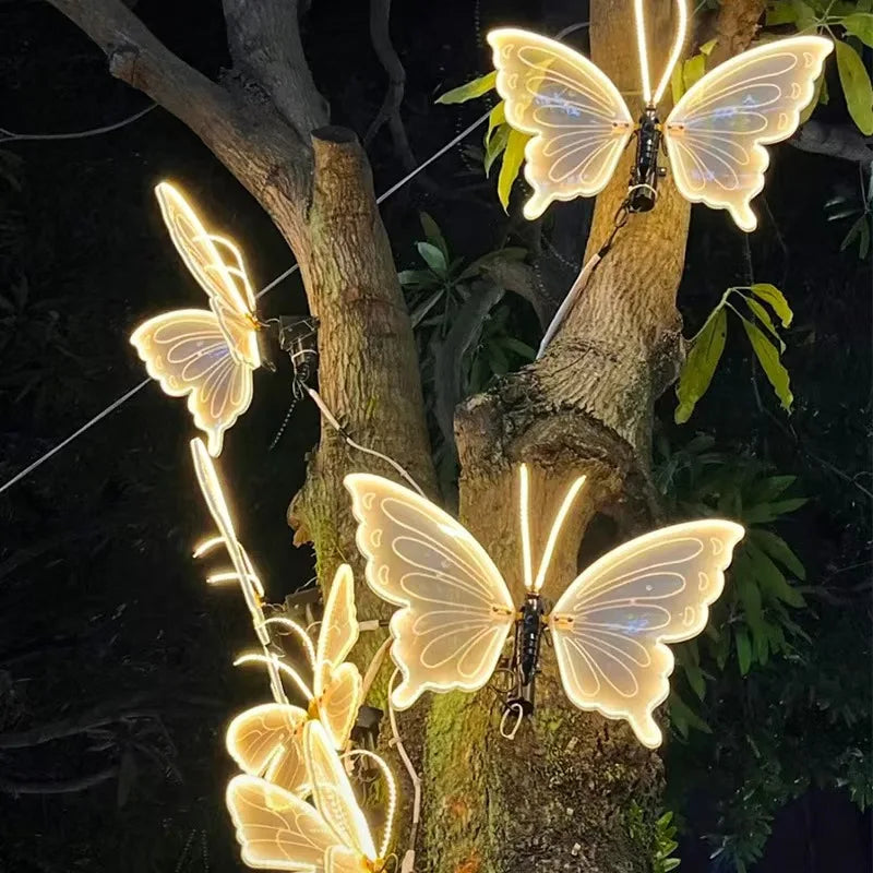 2 pieces of LED outdoor simulation dynamic static butterfly lights holiday party decorations home decor