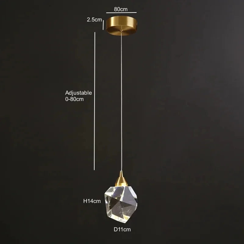 1-3-5 Head Pendant with Big Crystal Ball for Bedroom Living Home Decor Glod Base Chandelier Nordic LED Lighting Interior Lamp