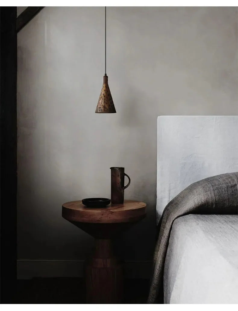American Vintage Walnut Copper Pendant Light LED E27 Home Decor Loft Kitchen Light Fixtures Dining Room Restaurant Bedside Store