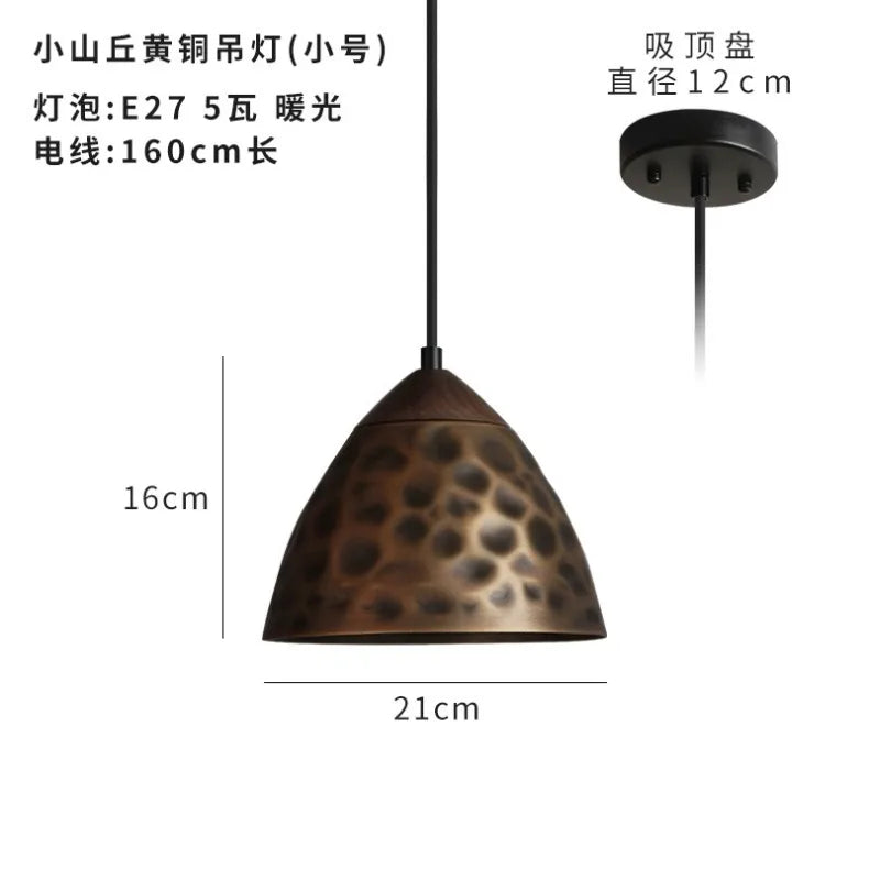 American Vintage Walnut Copper Pendant Light LED E27 Home Decor Loft Kitchen Light Fixtures Dining Room Restaurant Bedside Store