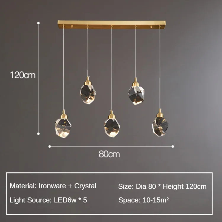 1-3-5 Head Pendant with Big Crystal Ball for Bedroom Living Home Decor Glod Base Chandelier Nordic LED Lighting Interior Lamp