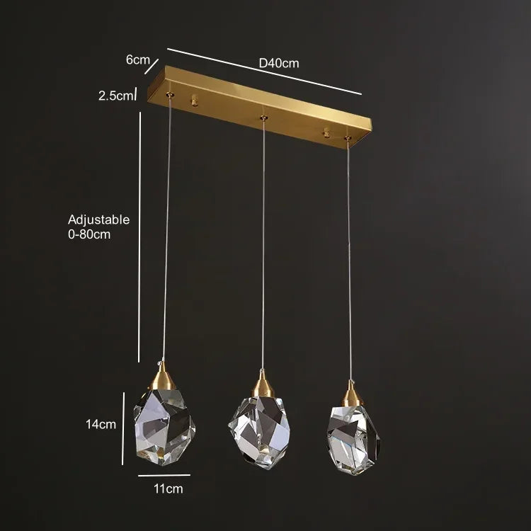 1-3-5 Head Pendant with Big Crystal Ball for Bedroom Living Home Decor Glod Base Chandelier Nordic LED Lighting Interior Lamp