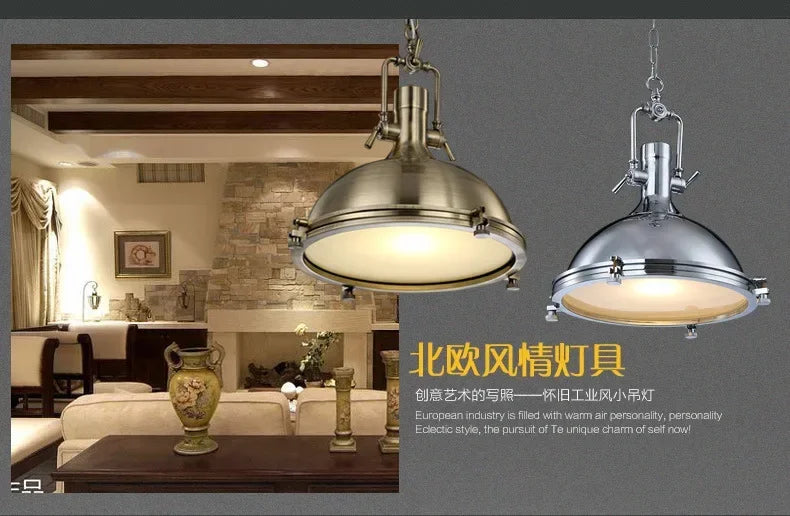 American Retro Industrial Home Decor Chandelier Metal Living Room Loft Kitchen Bar Eye Protection Pendant Lighting Fixtures LED