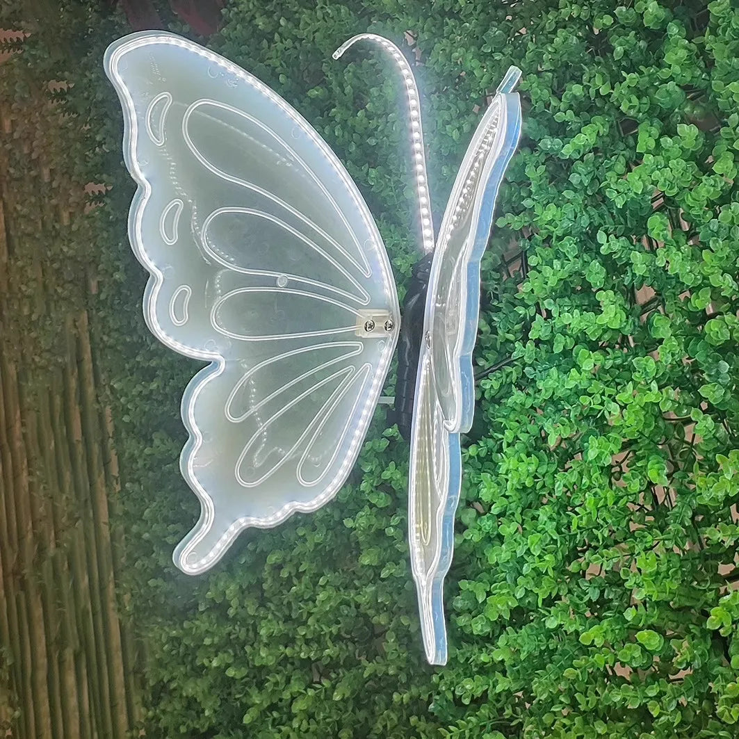 2 pieces of LED outdoor simulation dynamic static butterfly lights holiday party decorations home decor