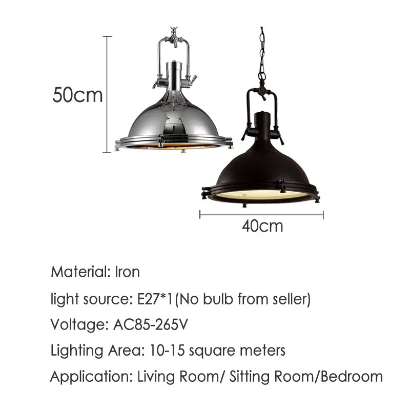 American Retro Industrial Home Decor Chandelier Metal Living Room Loft Kitchen Bar Eye Protection Pendant Lighting Fixtures LED