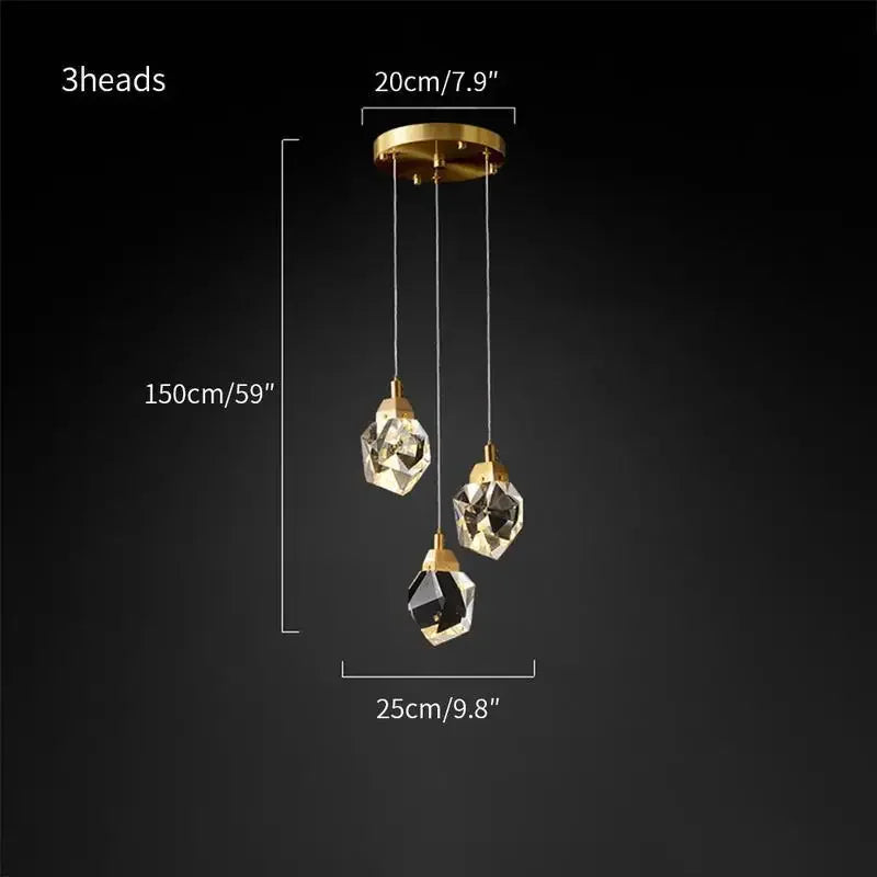 1-3-5 Head Pendant with Big Crystal Ball for Bedroom Living Home Decor Glod Base Chandelier Nordic LED Lighting Interior Lamp