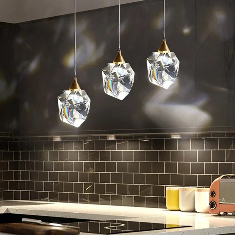 1-3-5 Head Pendant with Big Crystal Ball for Bedroom Living Home Decor Glod Base Chandelier Nordic LED Lighting Interior Lamp