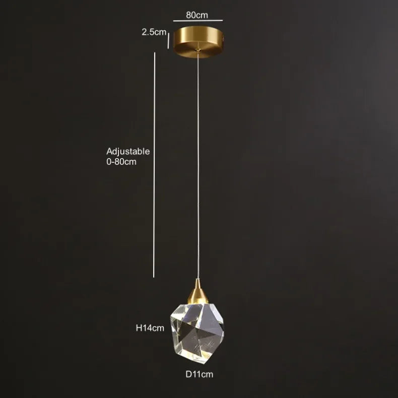 1-3-5 Head Pendant with Big Crystal Ball for Bedroom Living Home Decor Glod Base Chandelier Nordic LED Lighting Interior Lamp
