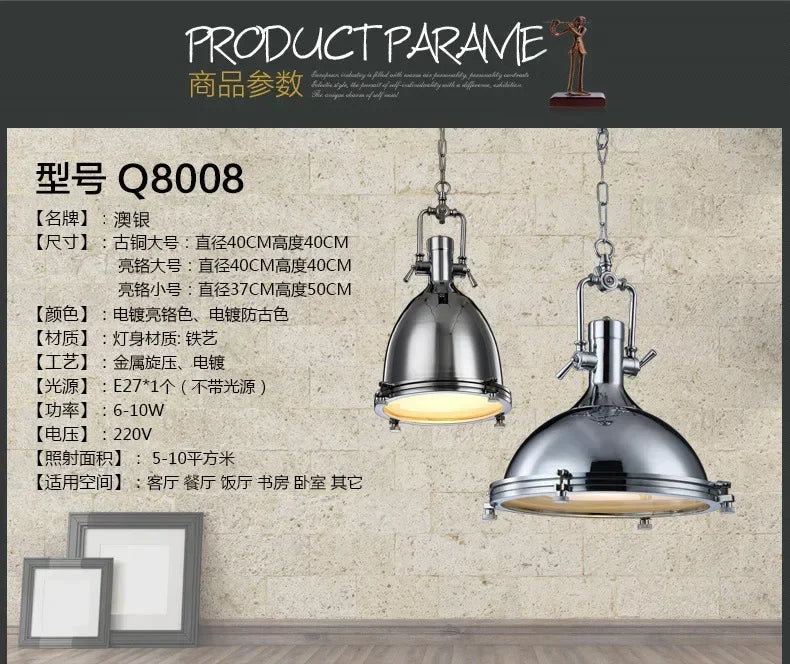 American Retro Industrial Home Decor Chandelier Metal Living Room Loft Kitchen Bar Eye Protection Pendant Lighting Fixtures LED