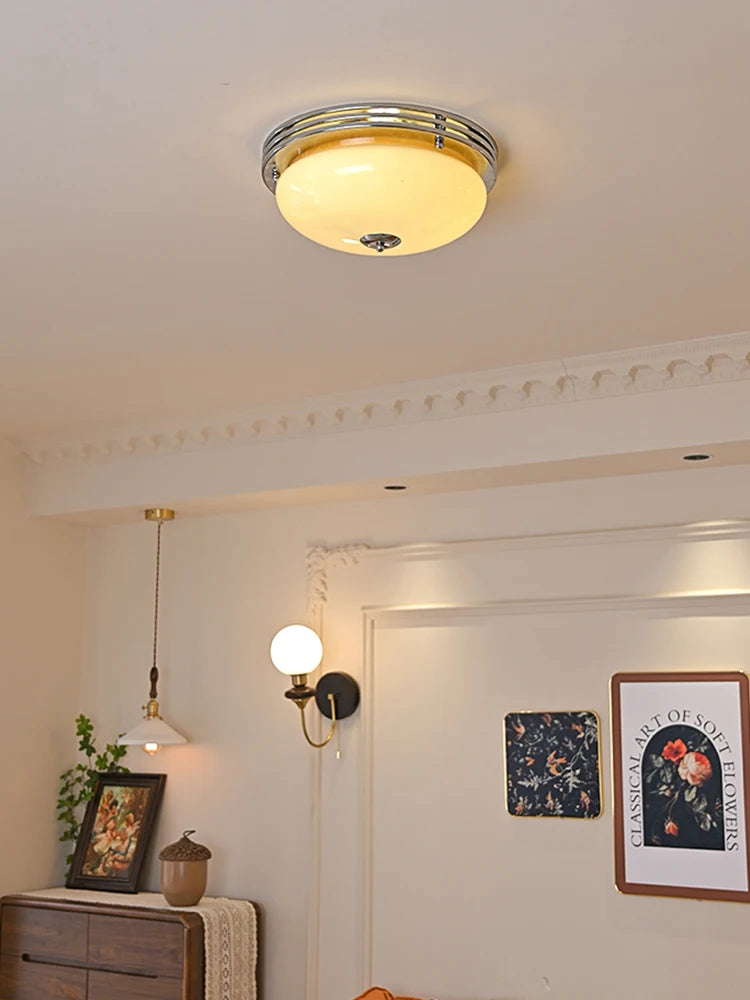 Bauhaus Glass Ceiling Lamps French Style Retro Balcony Bedroom Living Study Room Corridor Porch Home Decor Lighting Fixtures