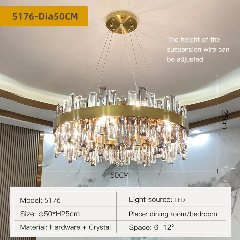 Crystal Chandeliers Luxury Dining Room Pendant Lights Living Room Lamp Modern Home Decor lustre Dining Table Hanging Fixtures