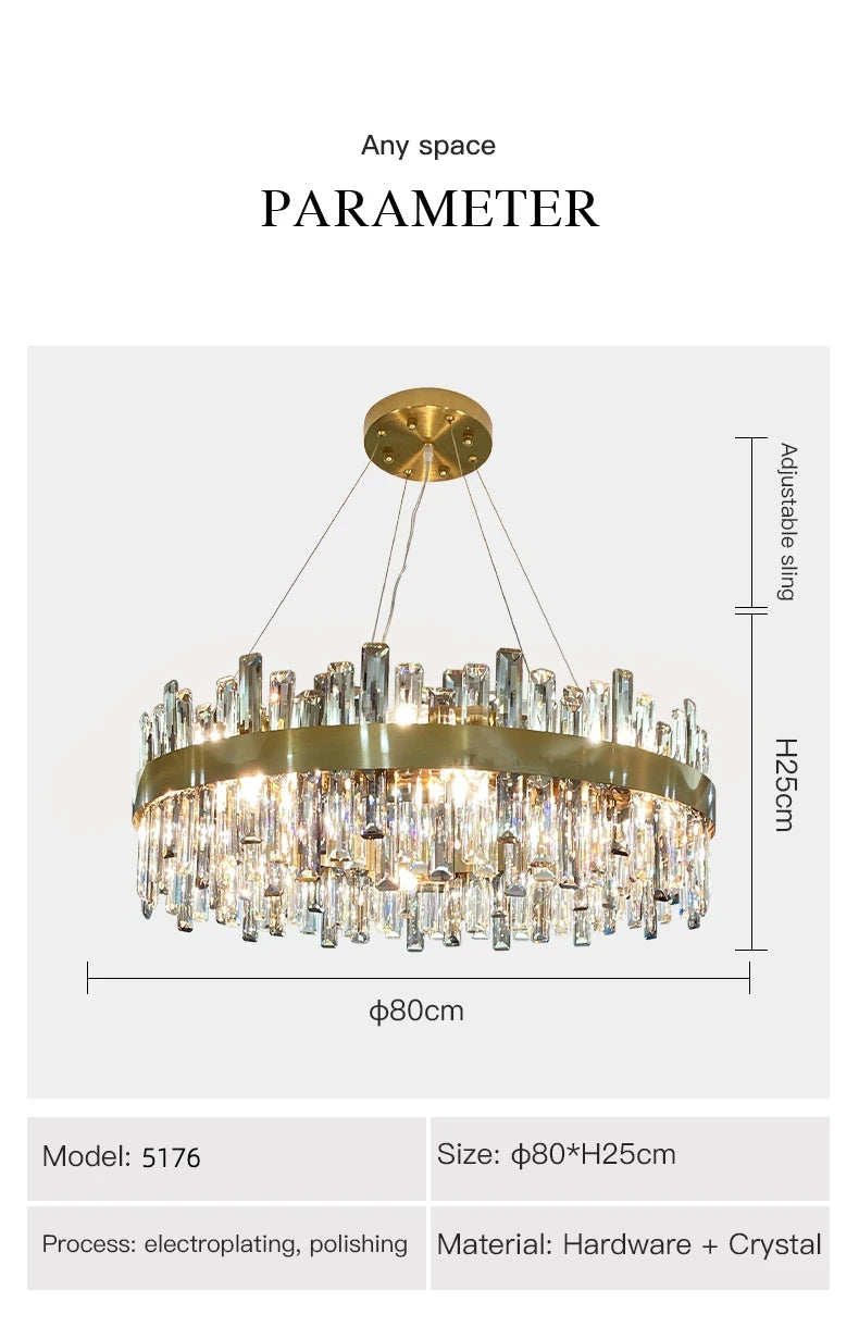 Crystal Chandeliers Luxury Dining Room Pendant Lights Living Room Lamp Modern Home Decor lustre Dining Table Hanging Fixtures