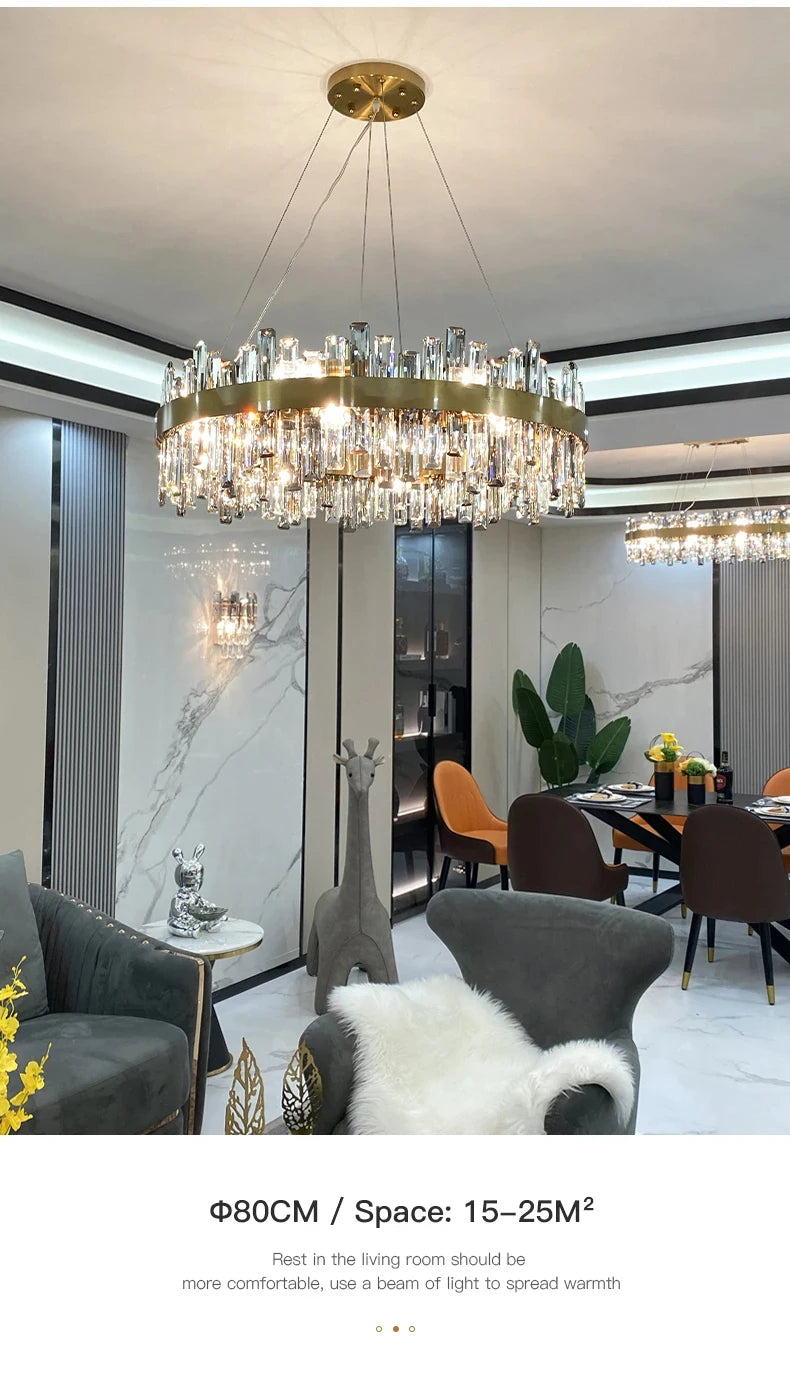 Crystal Chandeliers Luxury Dining Room Pendant Lights Living Room Lamp Modern Home Decor lustre Dining Table Hanging Fixtures