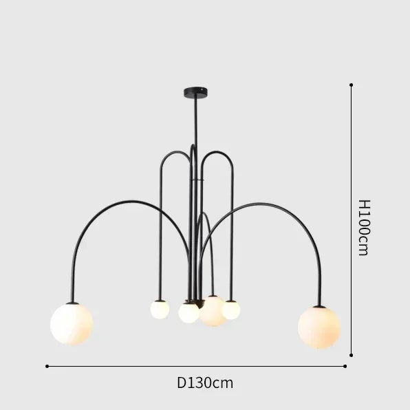 Geometric Modern LED Ceiling Chandeliers Danish Design Simple Glass Ball Hanging Lamps for Living Dining Room Home Decor