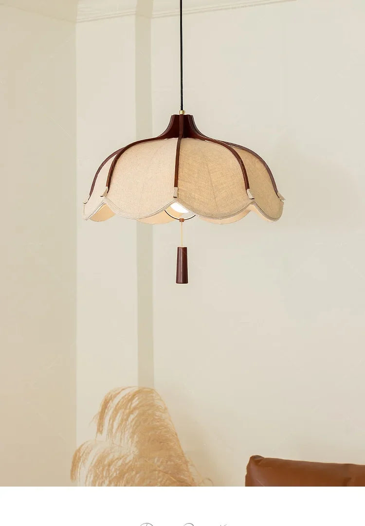 Chinese Style Wood E27 Led Fabric Pendant Lights Dining Room Drop Chandelier Home Decor Led Lamparas Bedroom Luminarias