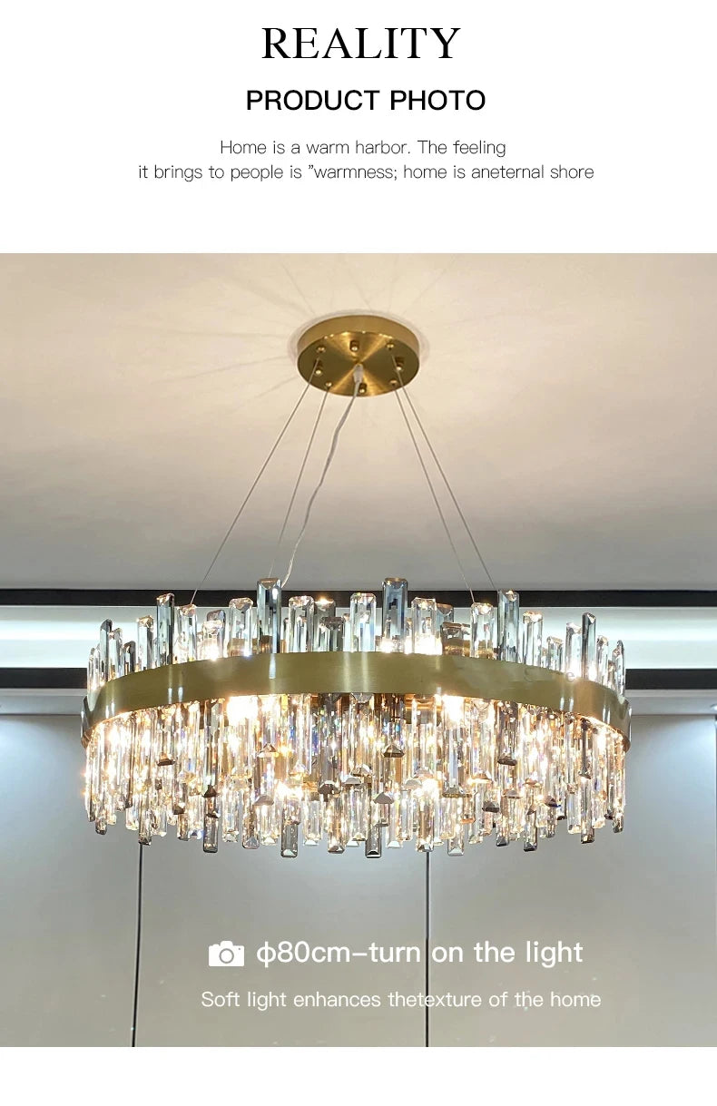 Crystal Chandeliers Luxury Dining Room Pendant Lights Living Room Lamp Modern Home Decor lustre Dining Table Hanging Fixtures