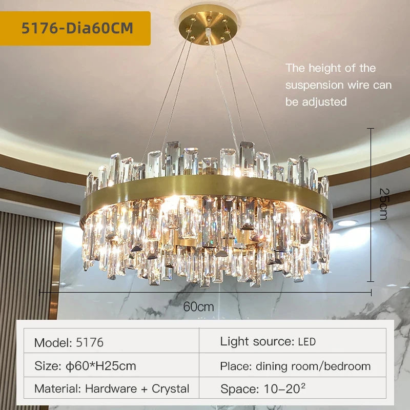 Crystal Chandeliers Luxury Dining Room Pendant Lights Living Room Lamp Modern Home Decor lustre Dining Table Hanging Fixtures