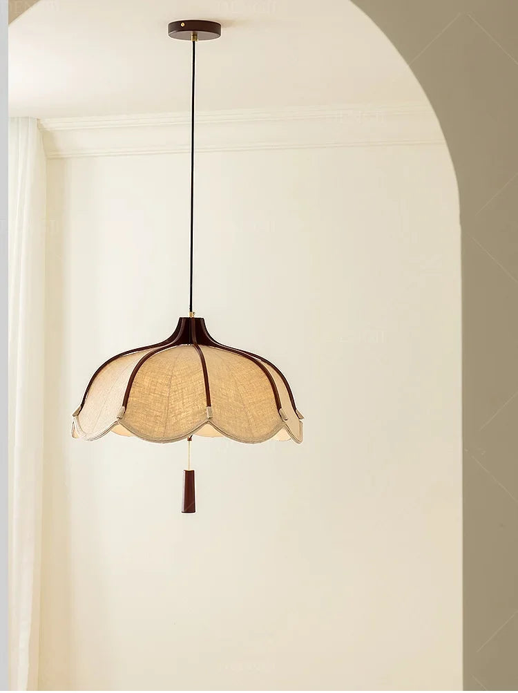Chinese Style Wood E27 Led Fabric Pendant Lights Dining Room Drop Chandelier Home Decor Led Lamparas Bedroom Luminarias