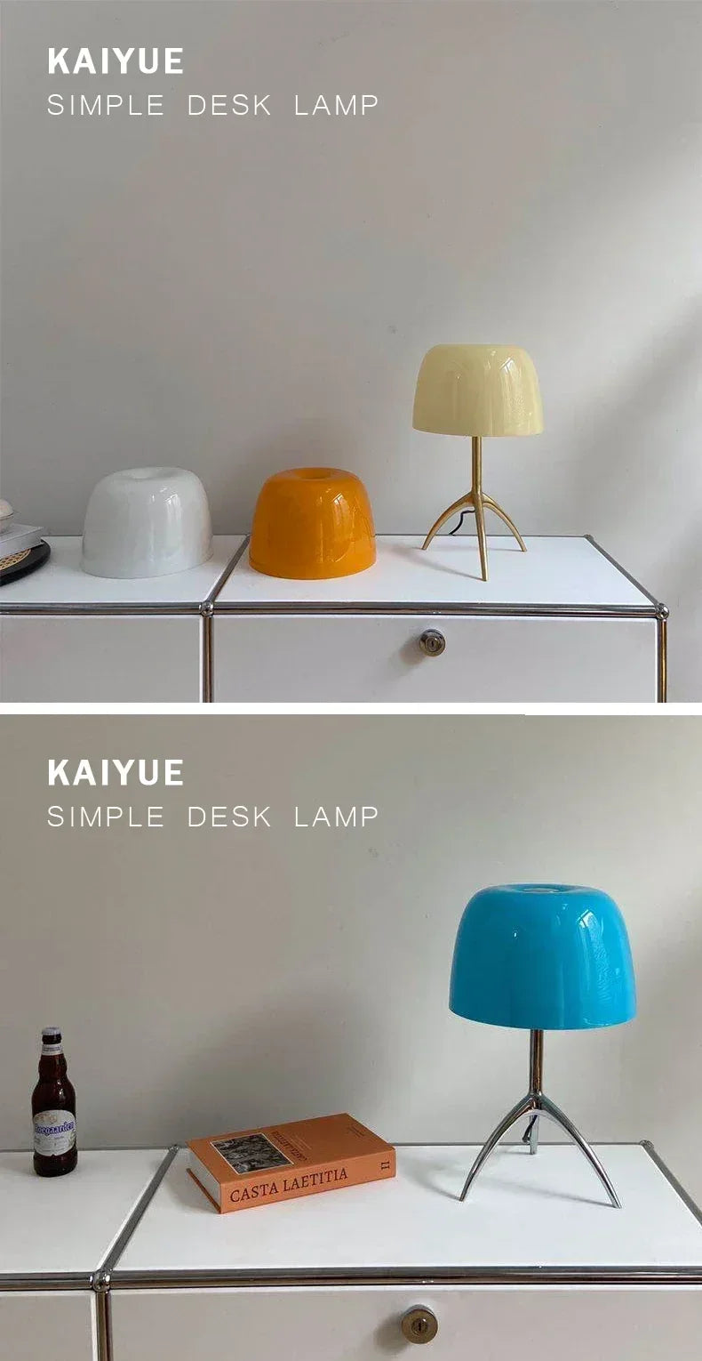 Bauhaus Light Luxury Designer Desk Lamp Reading  LED Table Light Glass Lampshade Home Decor Bedroom Living Room Bedside Lighting