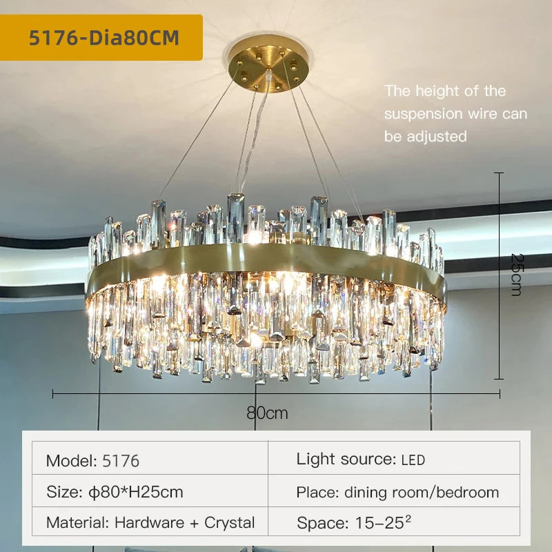 Crystal Chandeliers Luxury Dining Room Pendant Lights Living Room Lamp Modern Home Decor lustre Dining Table Hanging Fixtures