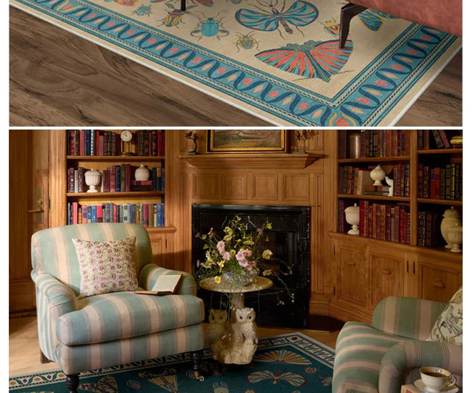 Carpet for Living Room Decoration Vintage Rug Bedroom Soft Machine Washable Non-slip Floor Mat Home Decor Ковер Для Гостиной