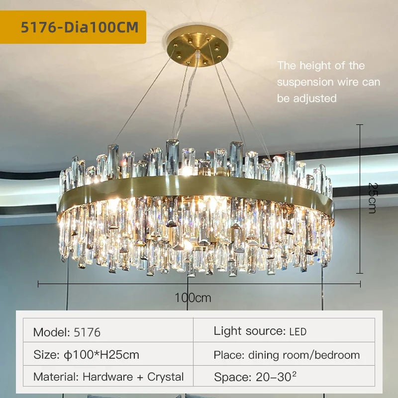 Crystal Chandeliers Luxury Dining Room Pendant Lights Living Room Lamp Modern Home Decor lustre Dining Table Hanging Fixtures