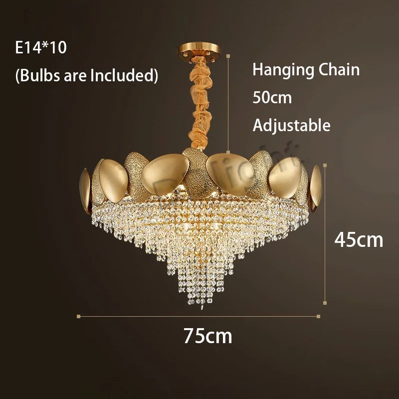Dimmable LED Pendant Light 2023 Lustres Crystal Tassles Ceiling Chandelier Modern Luxury Hanging Lamp Home Decor for Living Room