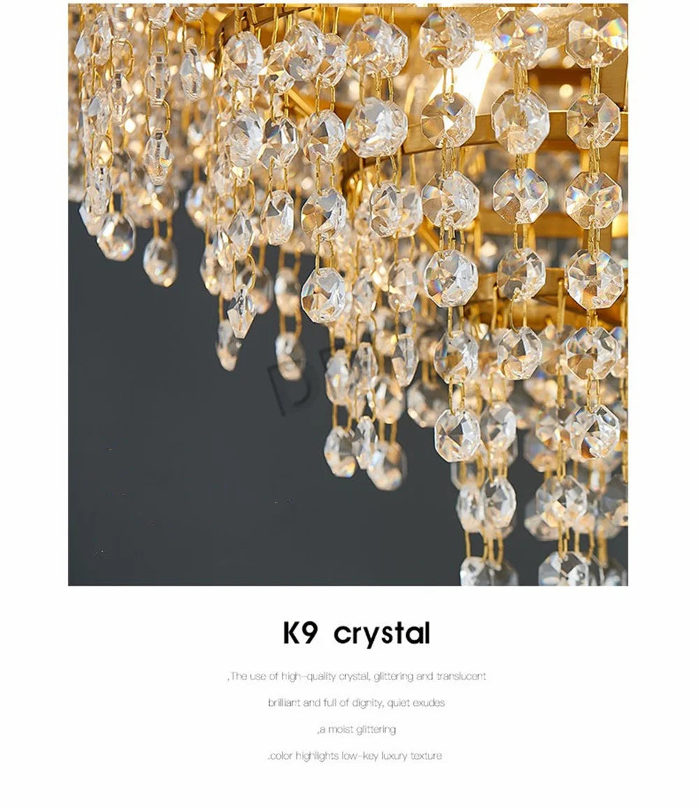 Dimmable LED Pendant Light 2023 Lustres Crystal Tassles Ceiling Chandelier Modern Luxury Hanging Lamp Home Decor for Living Room