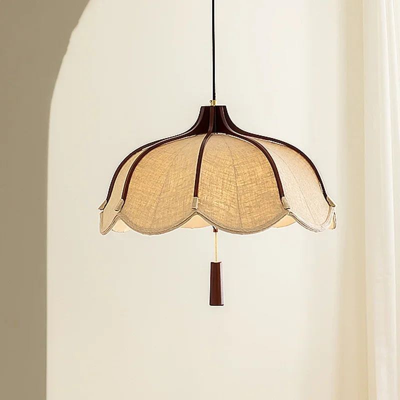 Chinese Style Wood E27 Led Fabric Pendant Lights Dining Room Drop Chandelier Home Decor Led Lamparas Bedroom Luminarias