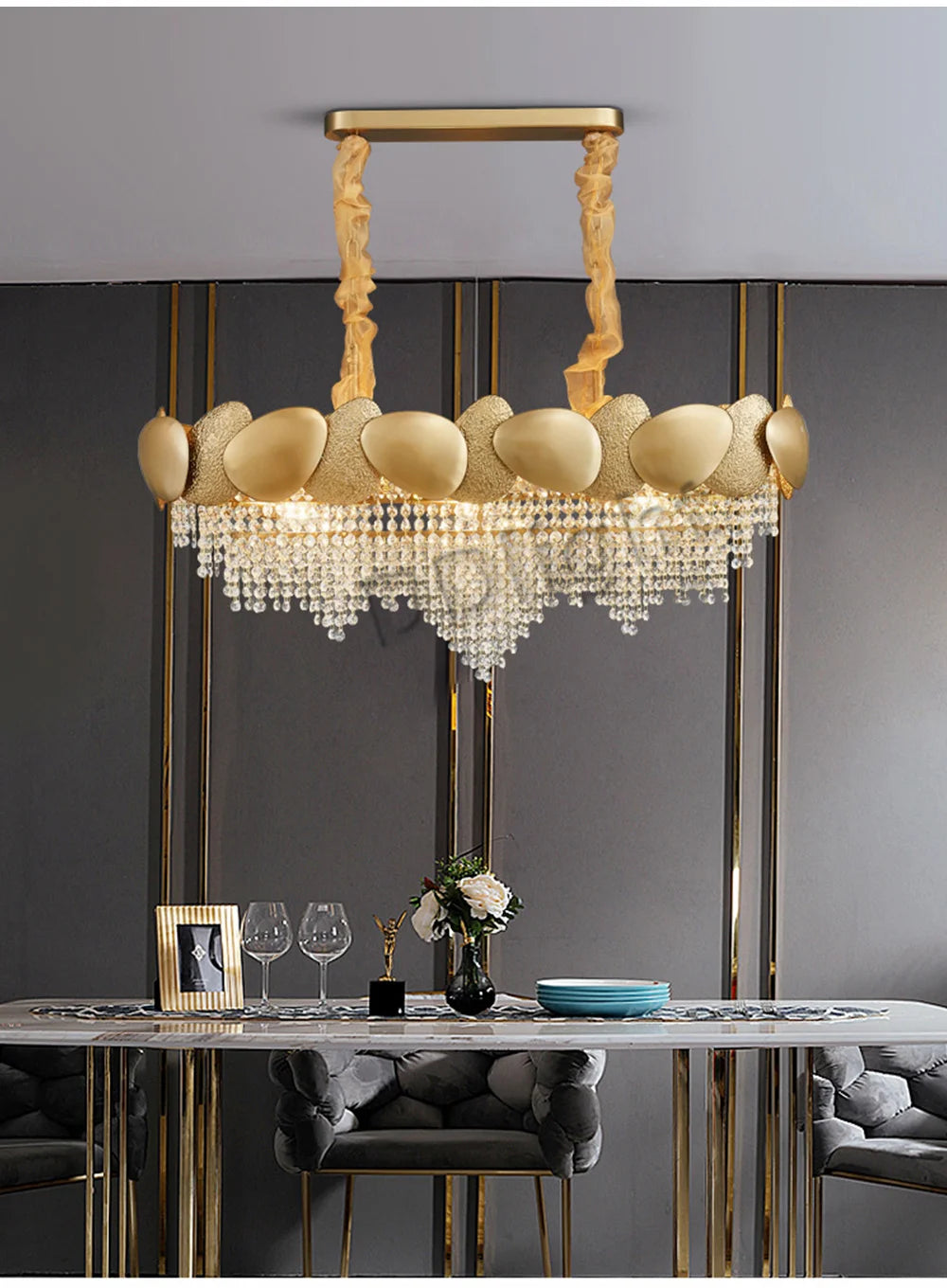 Dimmable LED Pendant Light 2023 Lustres Crystal Tassles Ceiling Chandelier Modern Luxury Hanging Lamp Home Decor for Living Room