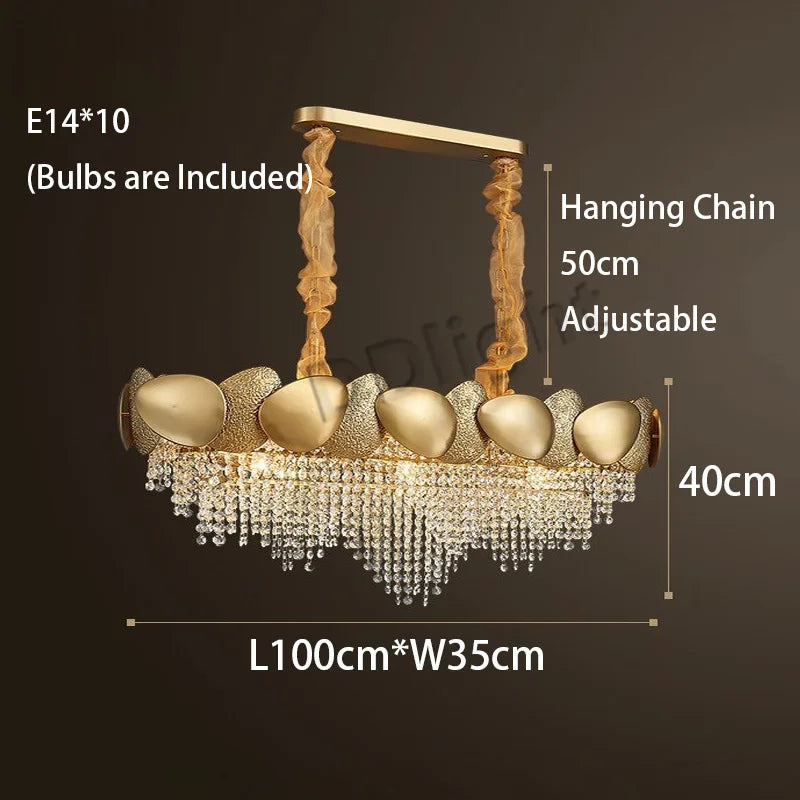 Dimmable LED Pendant Light 2023 Lustres Crystal Tassles Ceiling Chandelier Modern Luxury Hanging Lamp Home Decor for Living Room