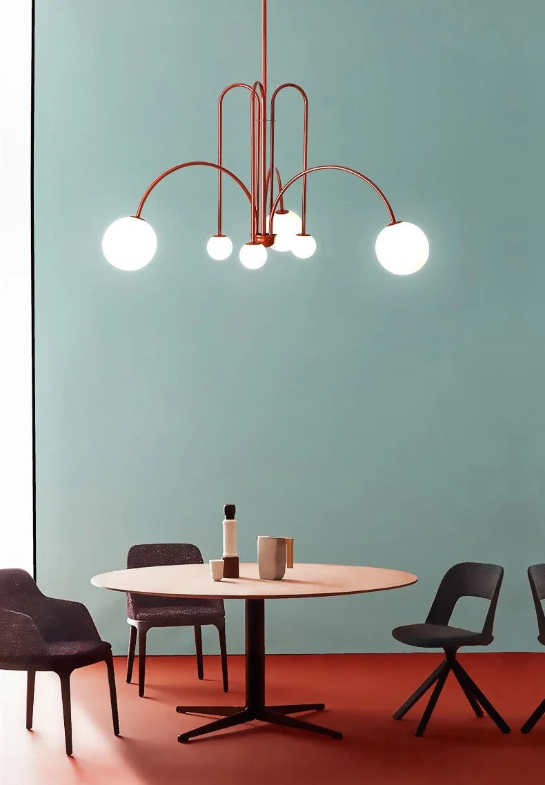 Geometric Modern LED Ceiling Chandeliers Danish Design Simple Glass Ball Hanging Lamps for Living Dining Room Home Decor