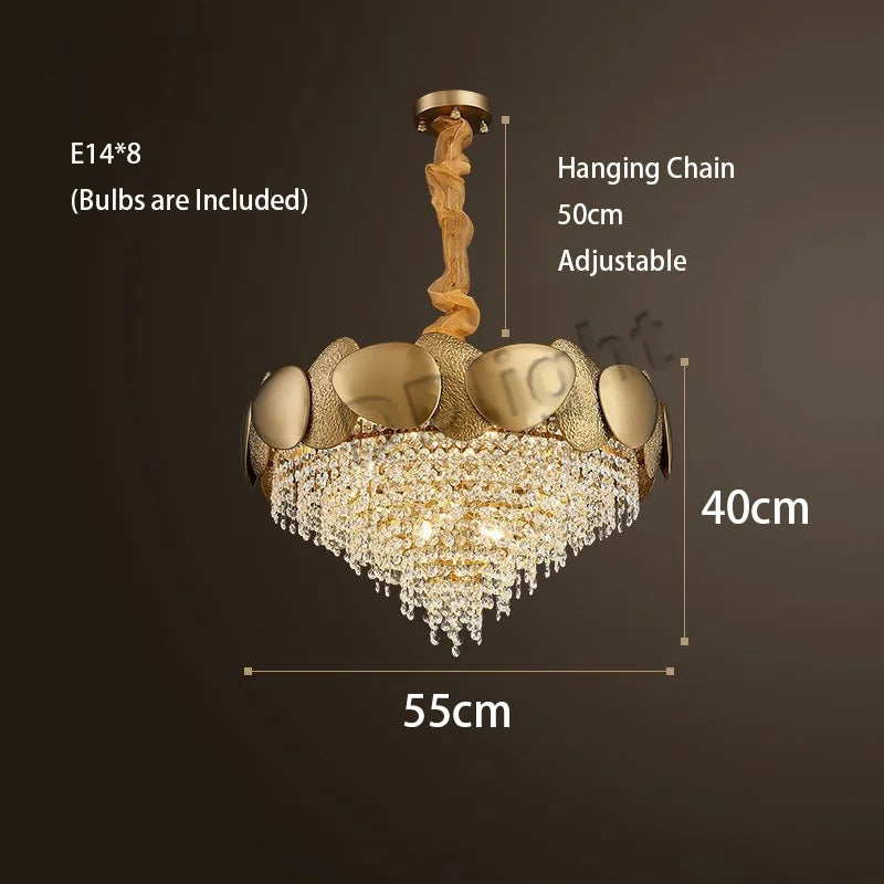 Dimmable LED Pendant Light 2023 Lustres Crystal Tassles Ceiling Chandelier Modern Luxury Hanging Lamp Home Decor for Living Room
