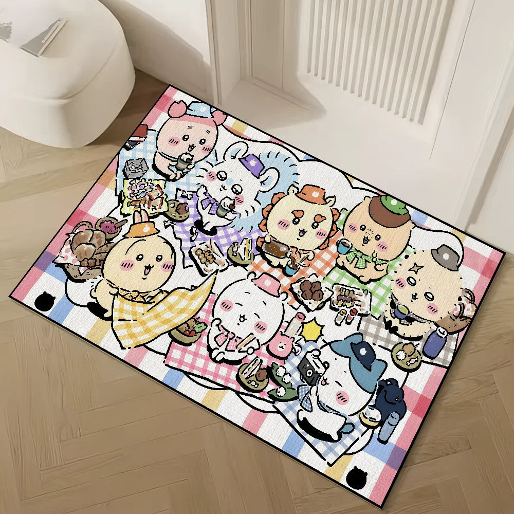 Chiikawas small carpet Rug kawaii Carpet Cartoon Home Decor Bedroom Mat Hallway Balcony Carpet Entrance Doormat Decoration