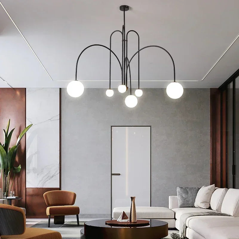 Geometric Modern LED Ceiling Chandeliers Danish Design Simple Glass Ball Hanging Lamps for Living Dining Room Home Decor