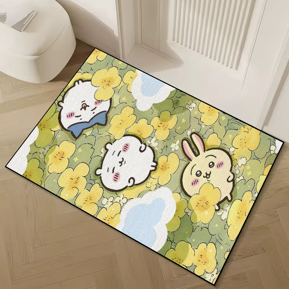 Chiikawas small carpet Rug kawaii Carpet Cartoon Home Decor Bedroom Mat Hallway Balcony Carpet Entrance Doormat Decoration