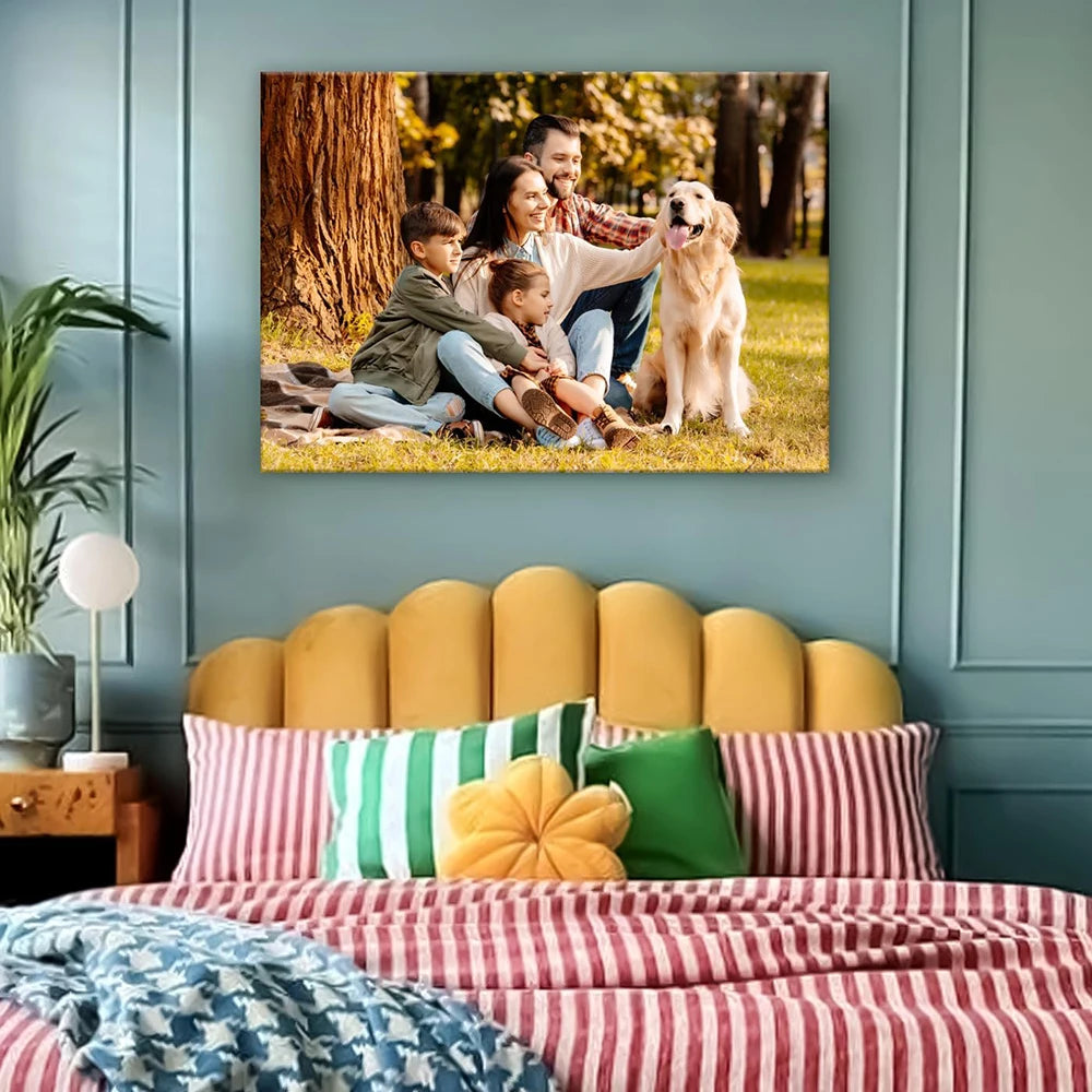 Family Photo Canvas Painting Pet Photo Decorative Painting Custom Living Room Wall Art Poster Modern Home Decor Aesthetic Gift
