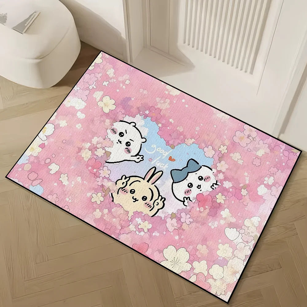 Chiikawas small carpet Rug kawaii Carpet Cartoon Home Decor Bedroom Mat Hallway Balcony Carpet Entrance Doormat Decoration