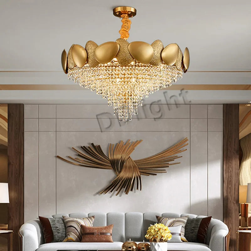 Dimmable LED Pendant Light 2023 Lustres Crystal Tassles Ceiling Chandelier Modern Luxury Hanging Lamp Home Decor for Living Room