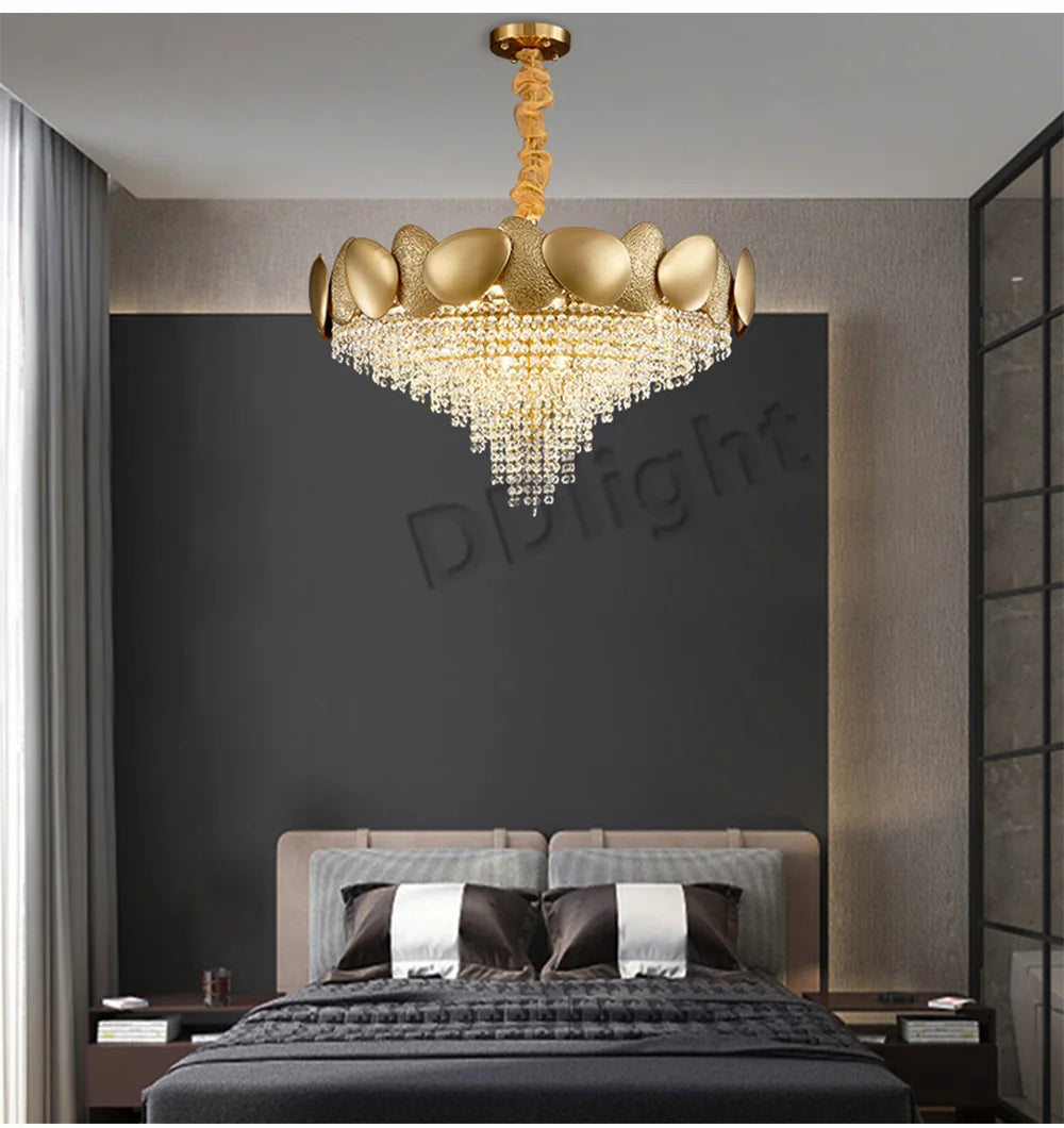 Dimmable LED Pendant Light 2023 Lustres Crystal Tassles Ceiling Chandelier Modern Luxury Hanging Lamp Home Decor for Living Room