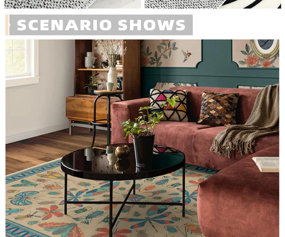 Carpet for Living Room Decoration Vintage Rug Bedroom Soft Machine Washable Non-slip Floor Mat Home Decor Ковер Для Гостиной