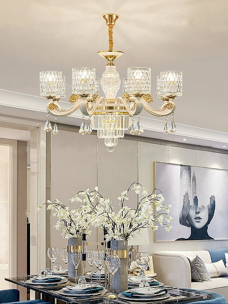 European Luxury Crystal Chandeliers LED Lights For Hotel Villa Lobby Living Dining Room French Romantic Home Decor Hanging Lamps