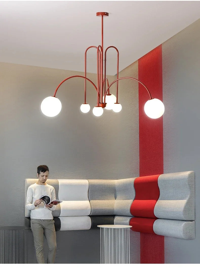 Geometric Modern LED Ceiling Chandeliers Danish Design Simple Glass Ball Hanging Lamps for Living Dining Room Home Decor