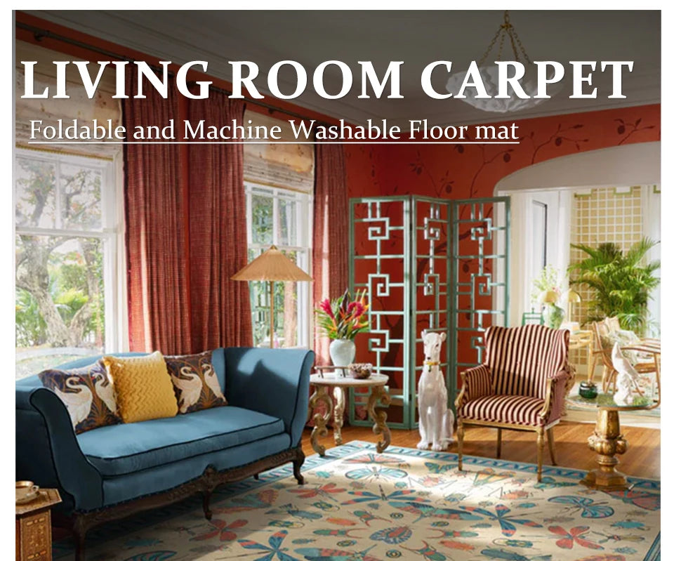 Carpet for Living Room Decoration Vintage Rug Bedroom Soft Machine Washable Non-slip Floor Mat Home Decor Ковер Для Гостиной