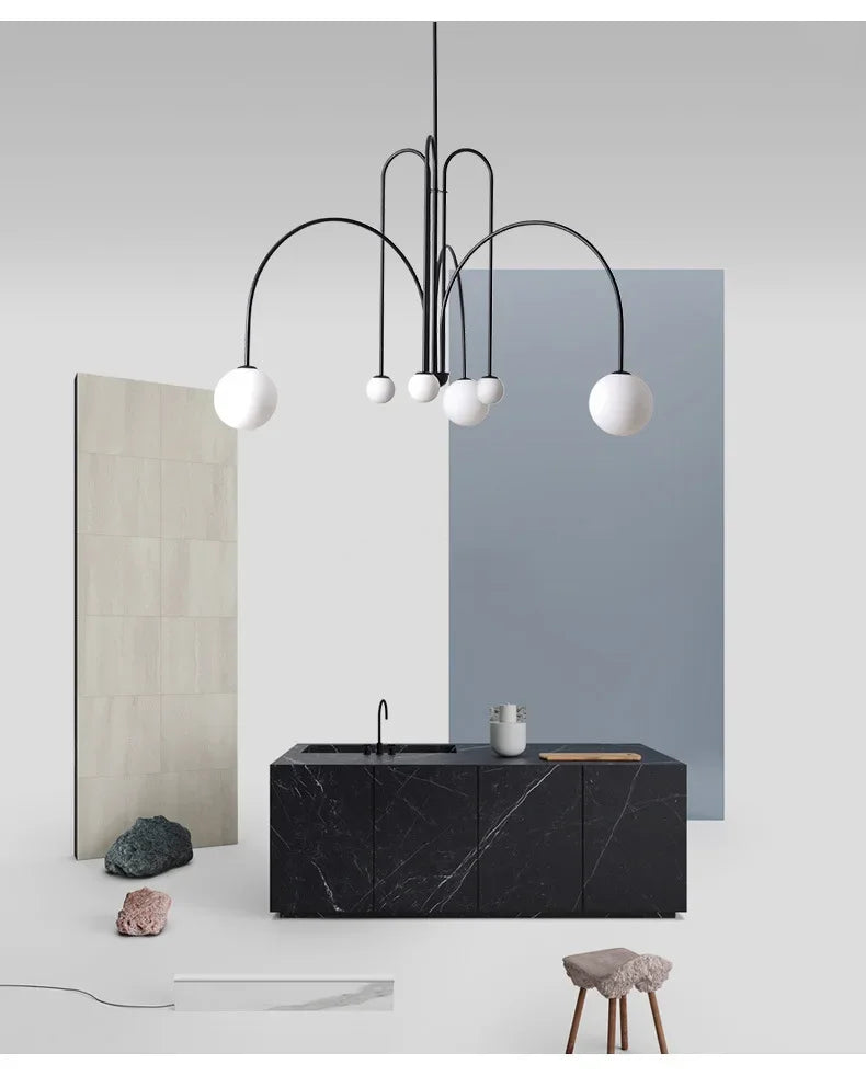 Geometric Modern LED Ceiling Chandeliers Danish Design Simple Glass Ball Hanging Lamps for Living Dining Room Home Decor