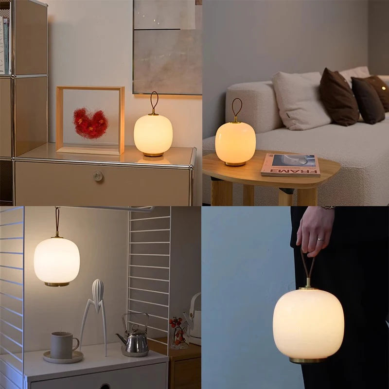 Danish Designer Living Room Home Decor Pink White Portable Desk Lamp Nordic Lamp Charging Glass Bedside Warm Reading Light LED