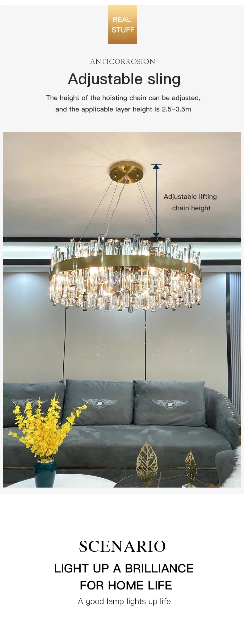 Crystal Chandeliers Luxury Dining Room Pendant Lights Living Room Lamp Modern Home Decor lustre Dining Table Hanging Fixtures