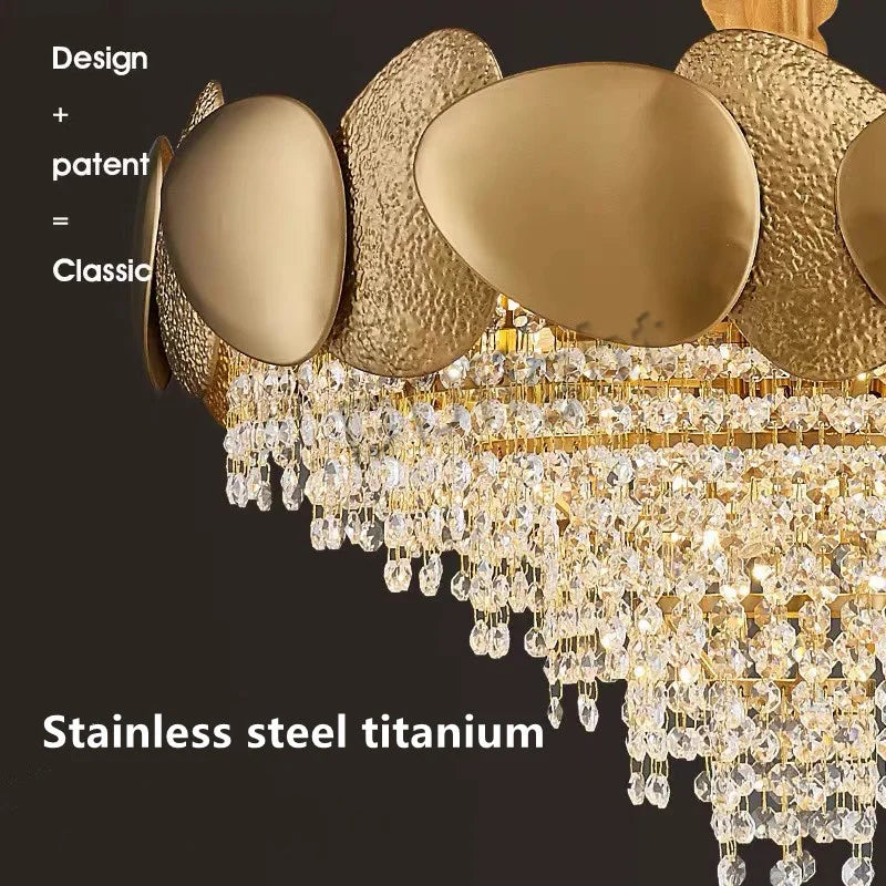 Dimmable LED Pendant Light 2023 Lustres Crystal Tassles Ceiling Chandelier Modern Luxury Hanging Lamp Home Decor for Living Room