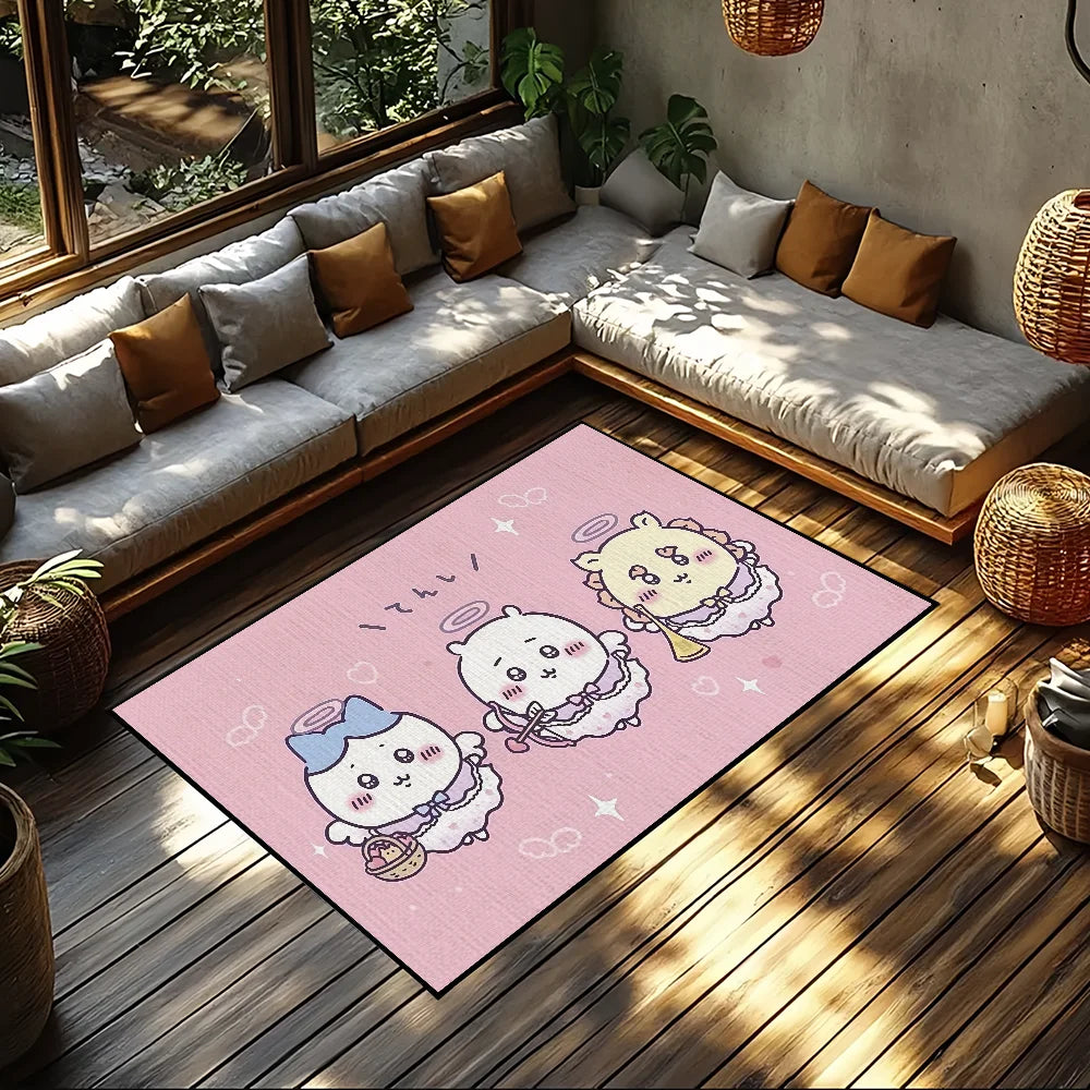 Chiikawas small carpet Rug kawaii Carpet Cartoon Home Decor Bedroom Mat Hallway Balcony Carpet Entrance Doormat Decoration