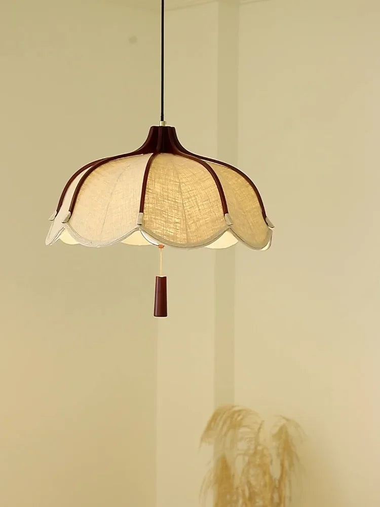 Chinese Style Wood E27 Led Fabric Pendant Lights Dining Room Drop Chandelier Home Decor Led Lamparas Bedroom Luminarias